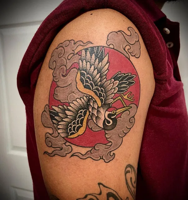 Japanese crane tattoo 8