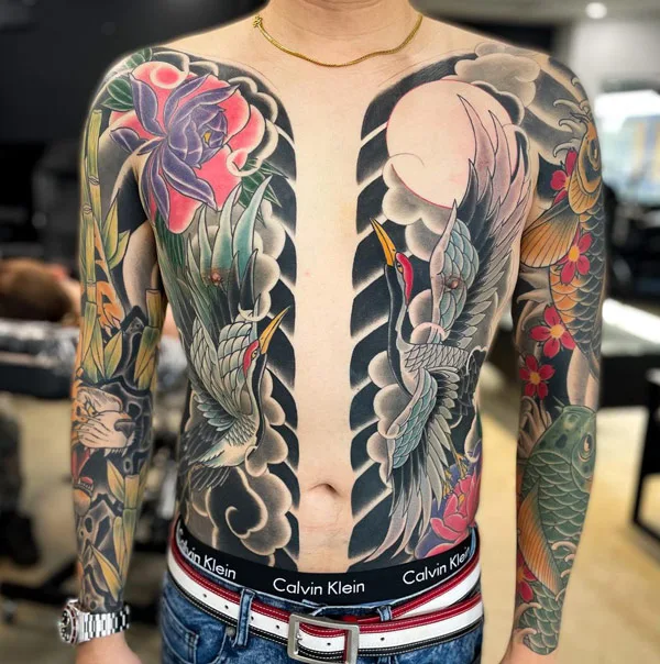 Japanese crane tattoo 9