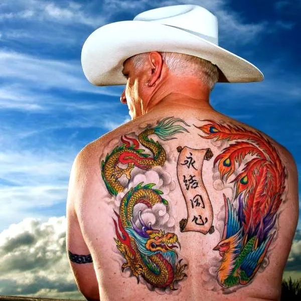 Japanese dragon and phoenix tattoo 1