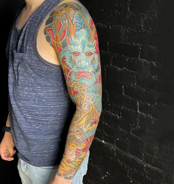 Japanese dragon and tiger tattoo