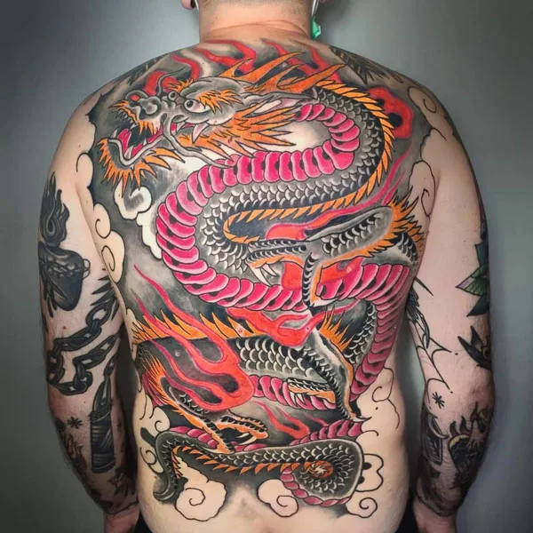 Japanese dragon back tattoo 1