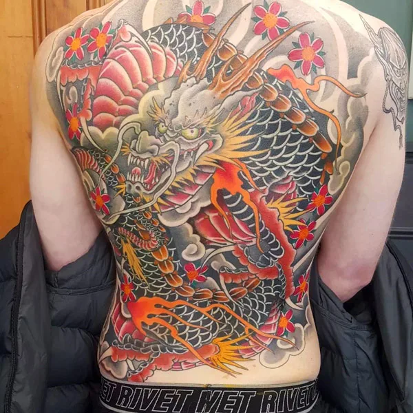 Japanese dragon back tattoo