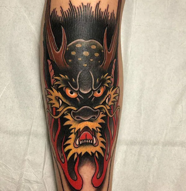 Japanese dragon head tattoo 1