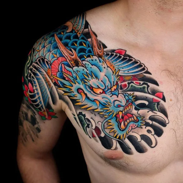 Japanese dragon shoulder tattoo 1