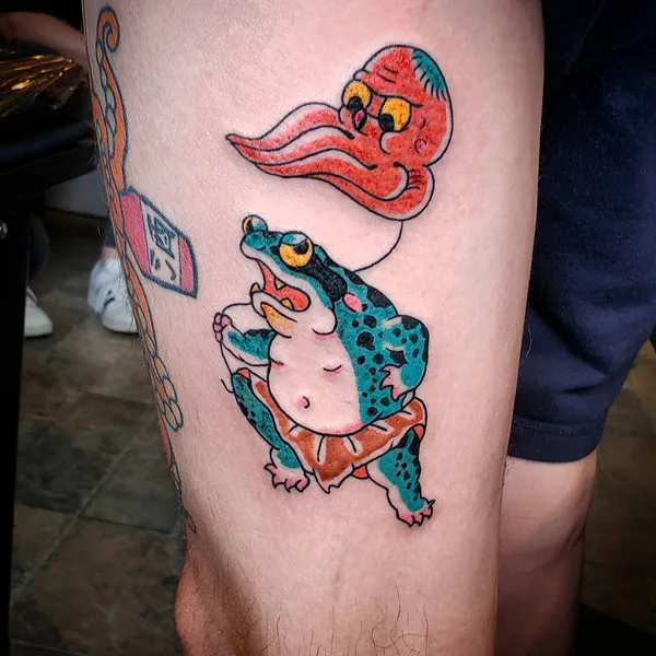 Japanese frog tattoo 6