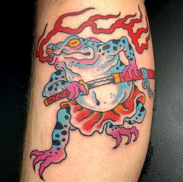 Japanese samurai frog tattoo