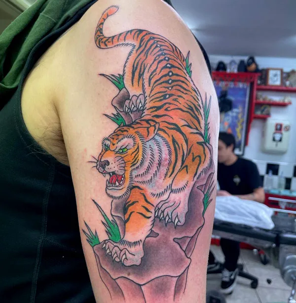 Japanese tiger tattoo arm