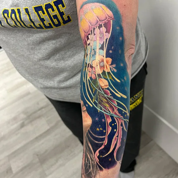 Jellyfish Flower Tattoo 1