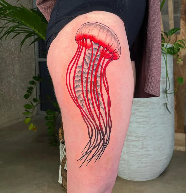Jellyfish Thigh Tattoo 2