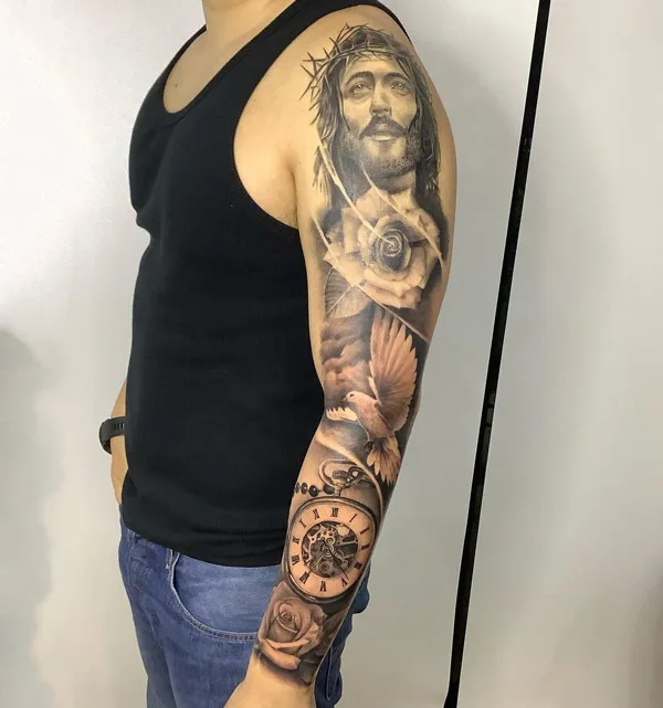 Jesus Sleeve Tattoo