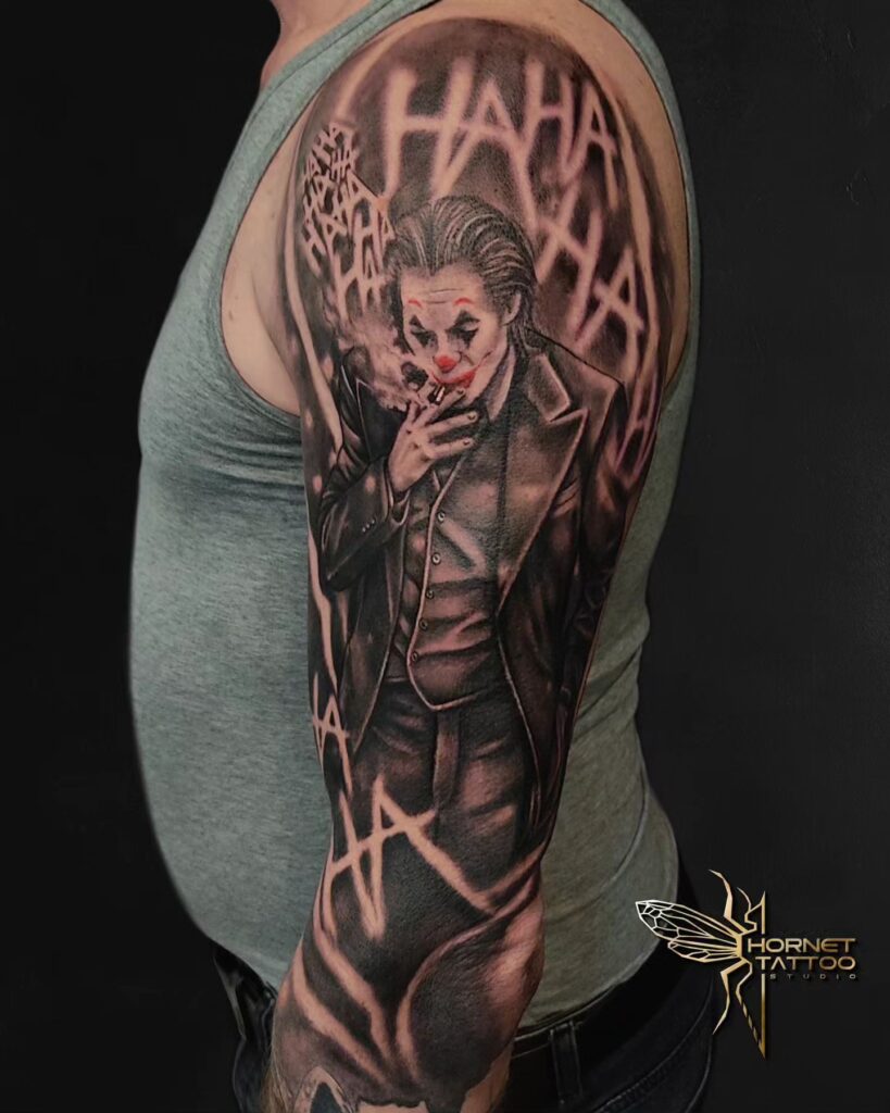 Joker Smoking Cigarette Tattoo