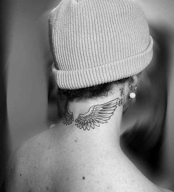 Justin Bieber angel wings tattoo