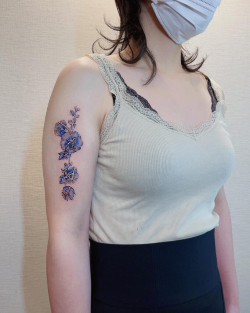 Kintsugi Porcelain Flowers Half Sleeve Embracing Imperfections and Resilience