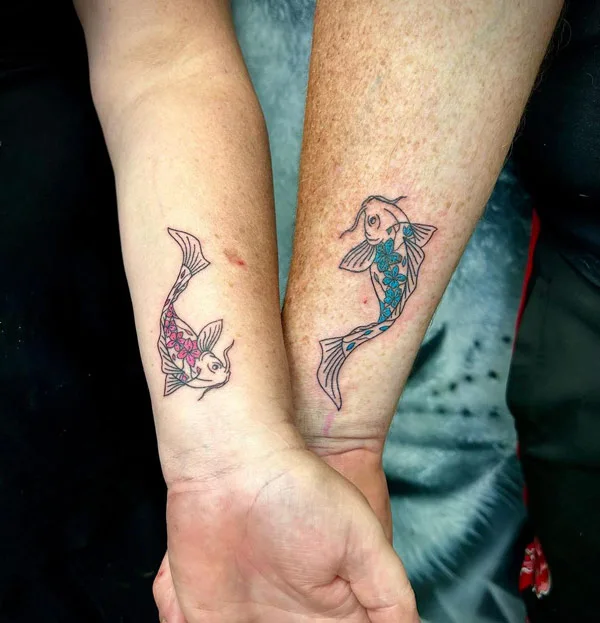 Koi fish matching tattoo