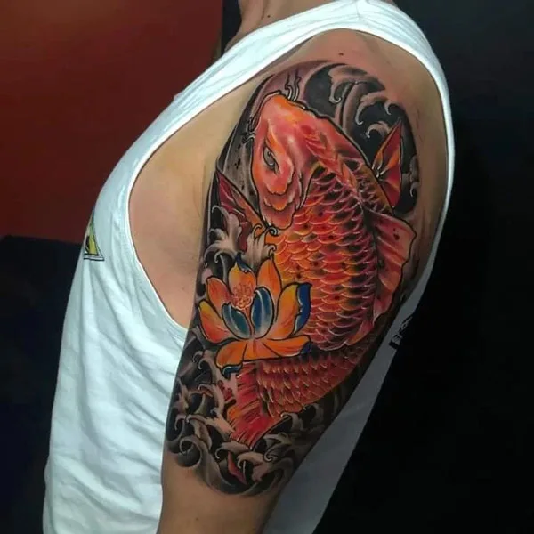 Koi fish tattoo arm