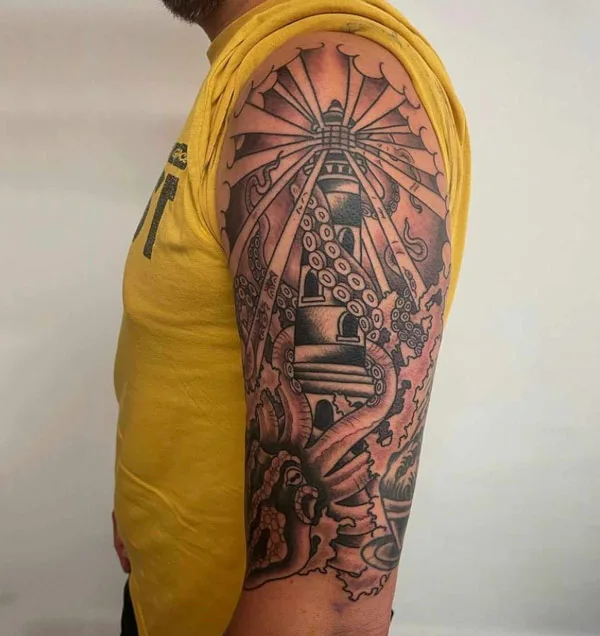 Kraken Lighthouse Tattoo 1