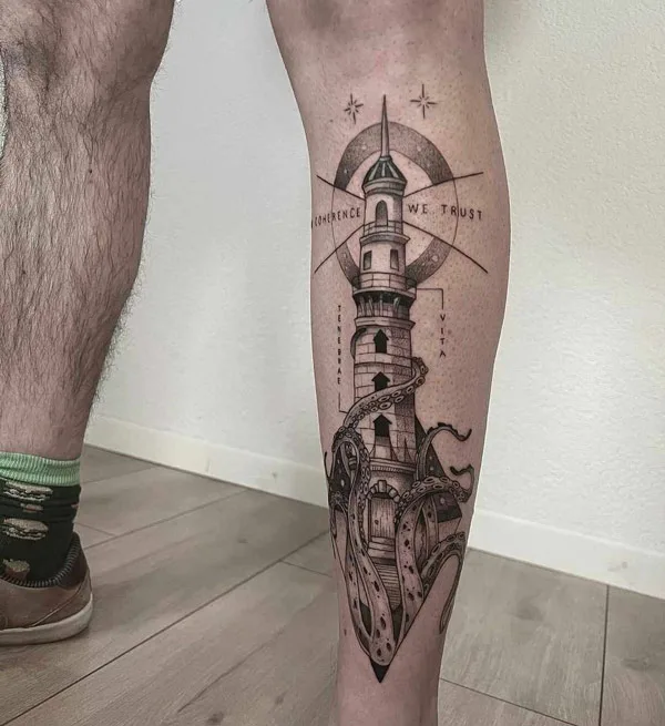Kraken Lighthouse Tattoo 2