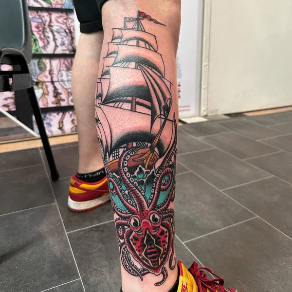 Kraken Ship Tattoo 1