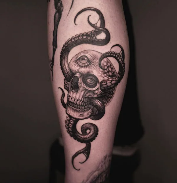 Kraken Skull Tattoo 2
