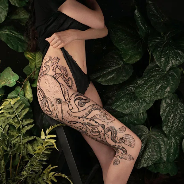 Kraken Thigh Tattoo 1