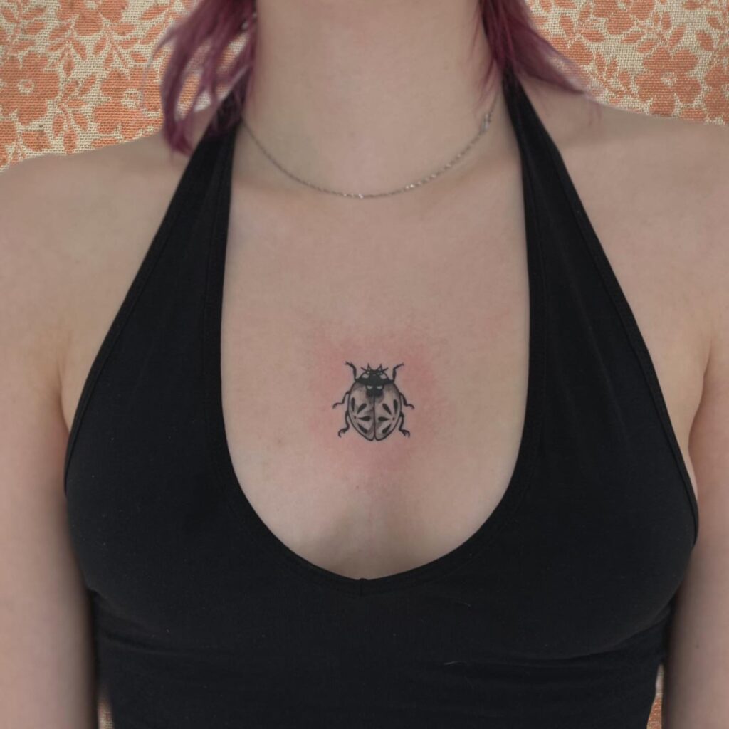Ladybug Themed Cute Chest Tattoos for Women Celebrating Feminine Playfulness