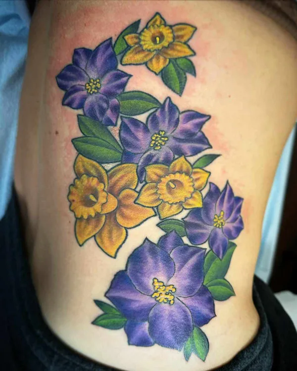 Larkspur and Daffodil Tattoo 1
