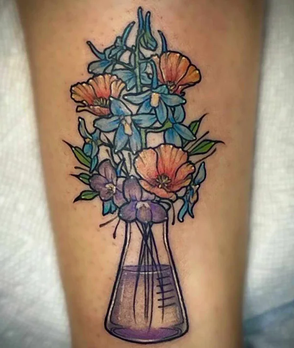 Larkspur and Poppy Tattoo 2
