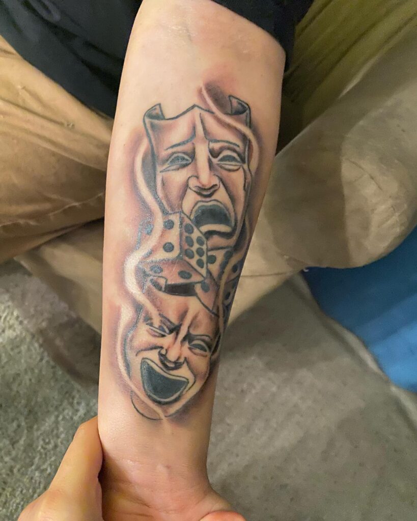 Laugh Now Cry Later Tattoo Design With Dice 