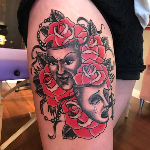 Laugh now cry later floral tattoo