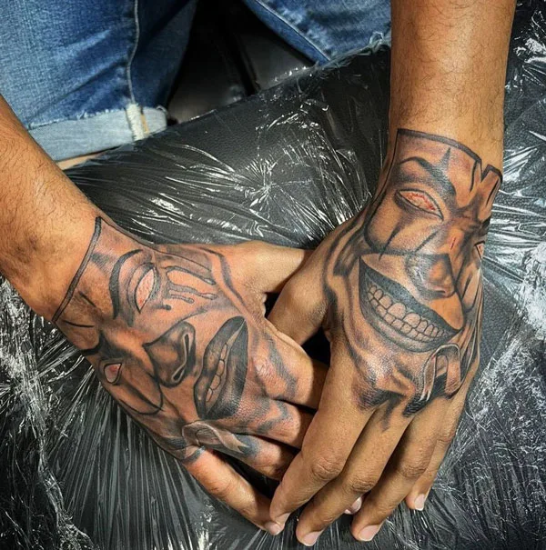 Laugh now cry later hand tattoo