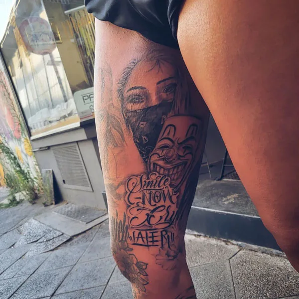 Laugh now cry later tattoo 103