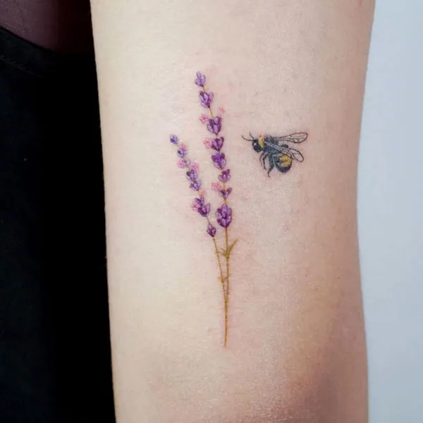 Lavender and bee tattoo