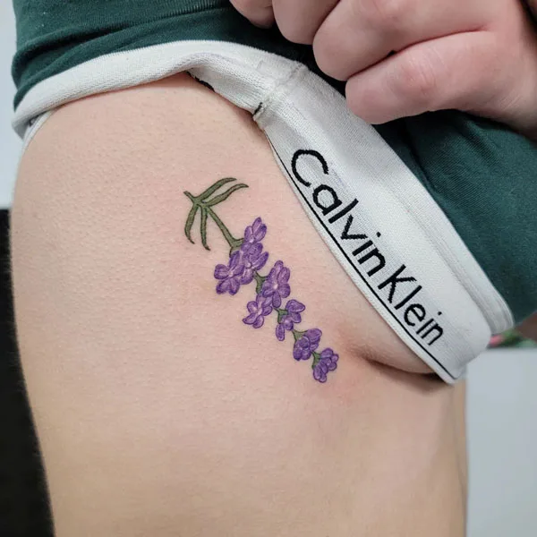 Lavender side boob tattoo