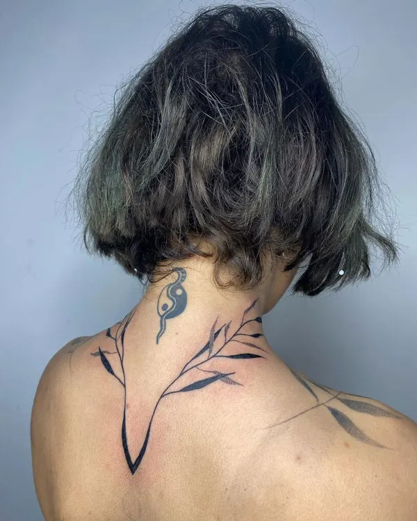 Leaf Neck Tattoo 1