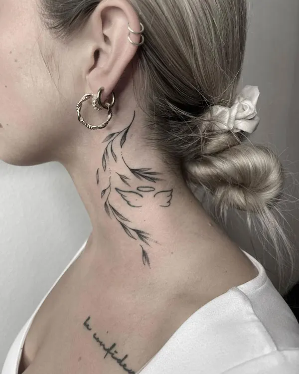 Leaf Neck Tattoo 2