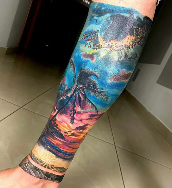 Leg Half Sleeve Tattoo 1