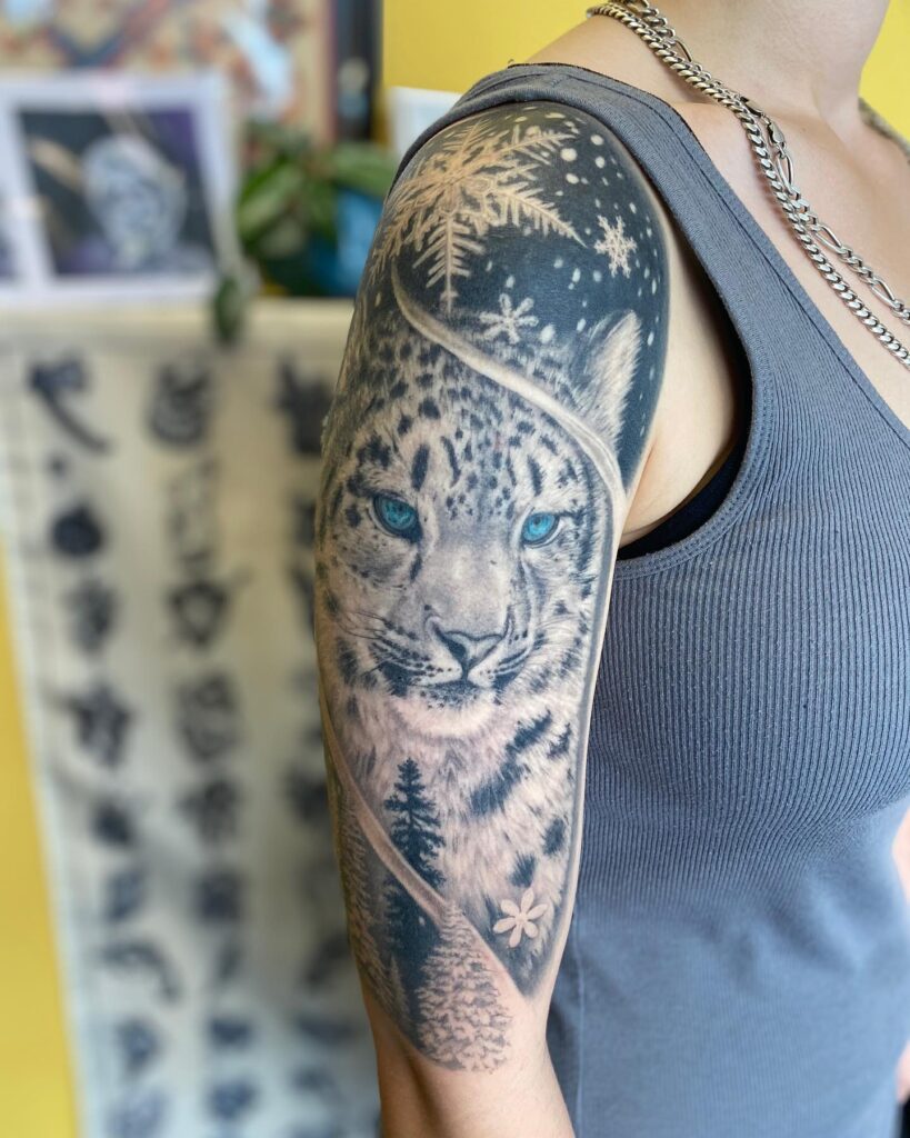 Leopard Half Sleeve Tattoo Ideas for Females: Bold and Striking Wildlife Ink