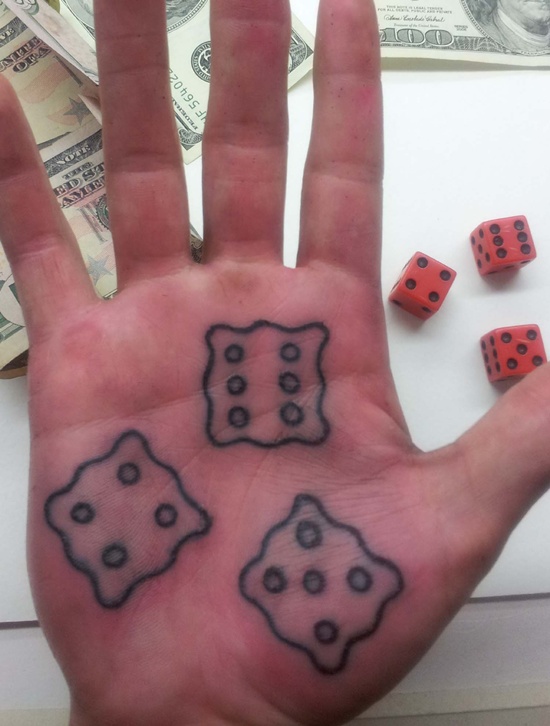 Life is a gamble tattoo on palm