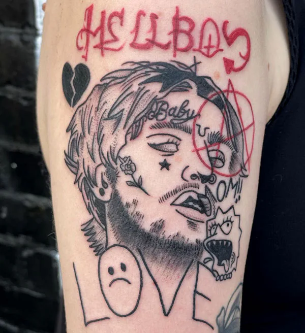 Lil Peep broken heart tattoo