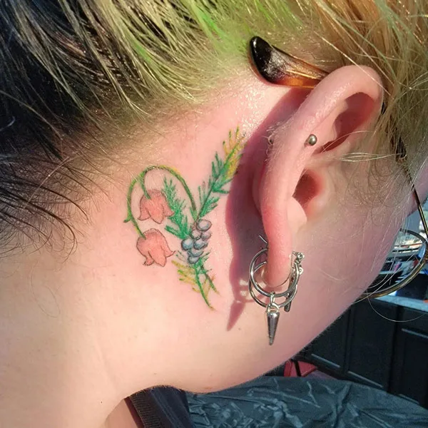 Lily of The Valley Tattoo Behind The Ear 2