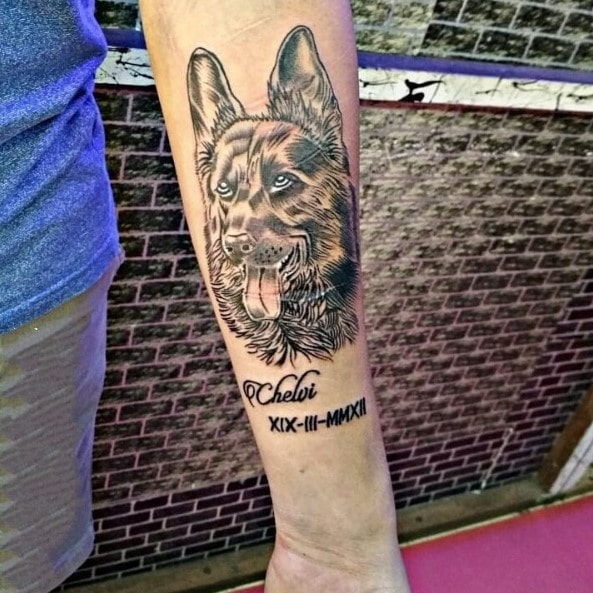 Lined and Shaded German Shepherd Tattoo Design with image Lined and Shaded German Shepherd Tattoo Design with image