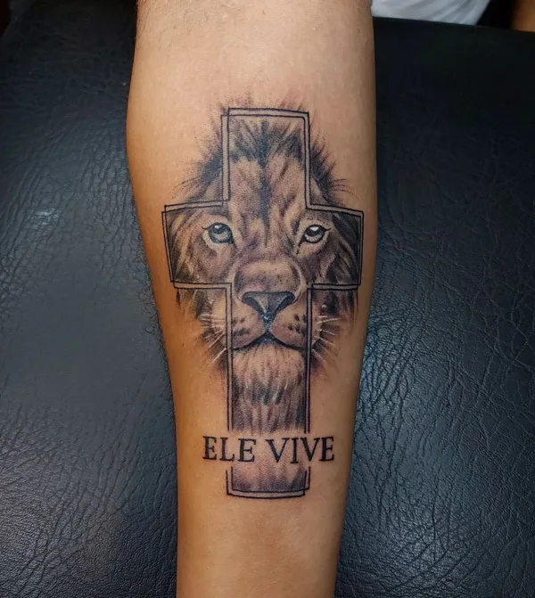 Lion Cross Tattoo 1