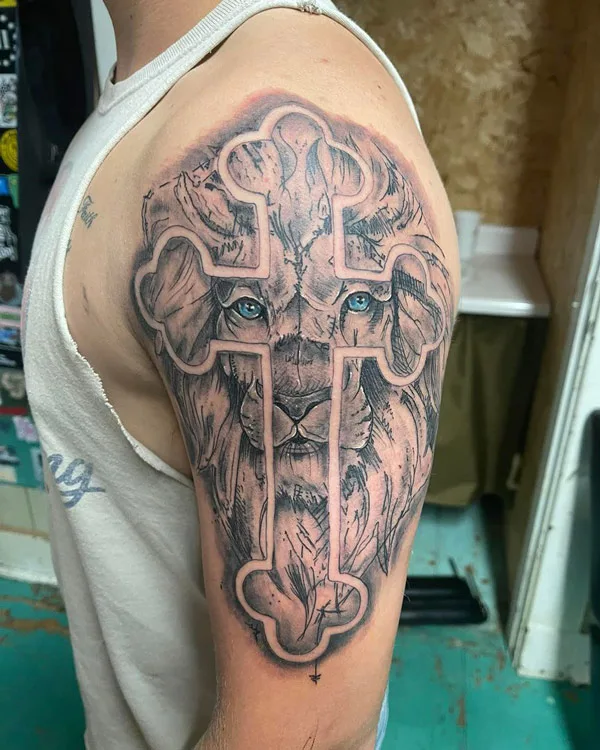 Lion Cross Tattoo 2