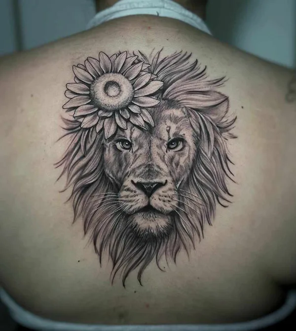 Lion Sunflower Tattoo 1