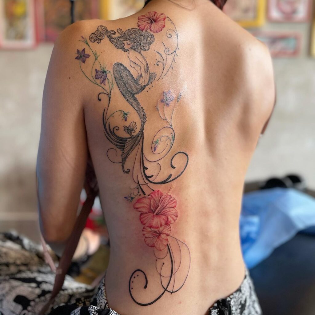 Little Fineline Bluebell Tattoo on Rib for Girls