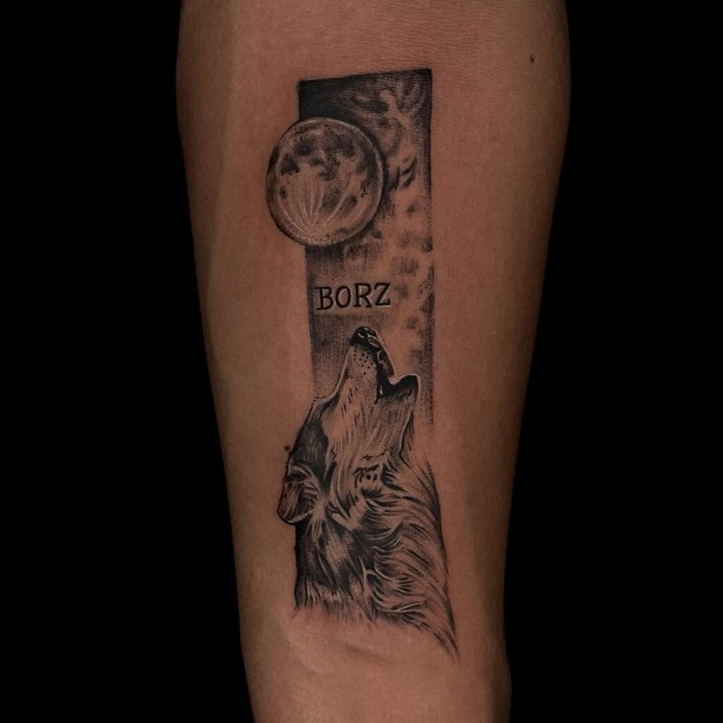 Lone Howling Wolf Tattoo Design for Forearm