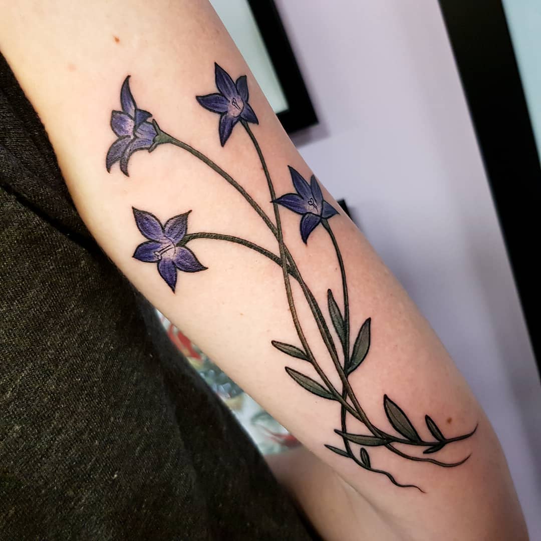 Long Petals Bluebell Flower Tattoo Design For Women's