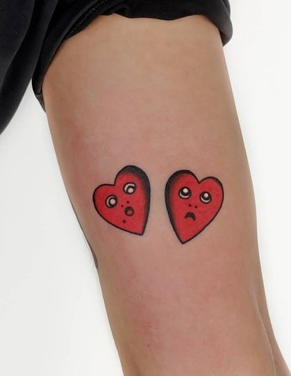 Love Heart Tattoos Design in Pair