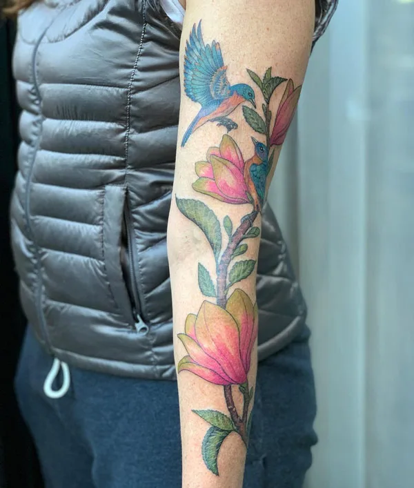 Magnolia Bluebirds Tattoo