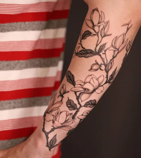 Magnolia Forearm Tattoo